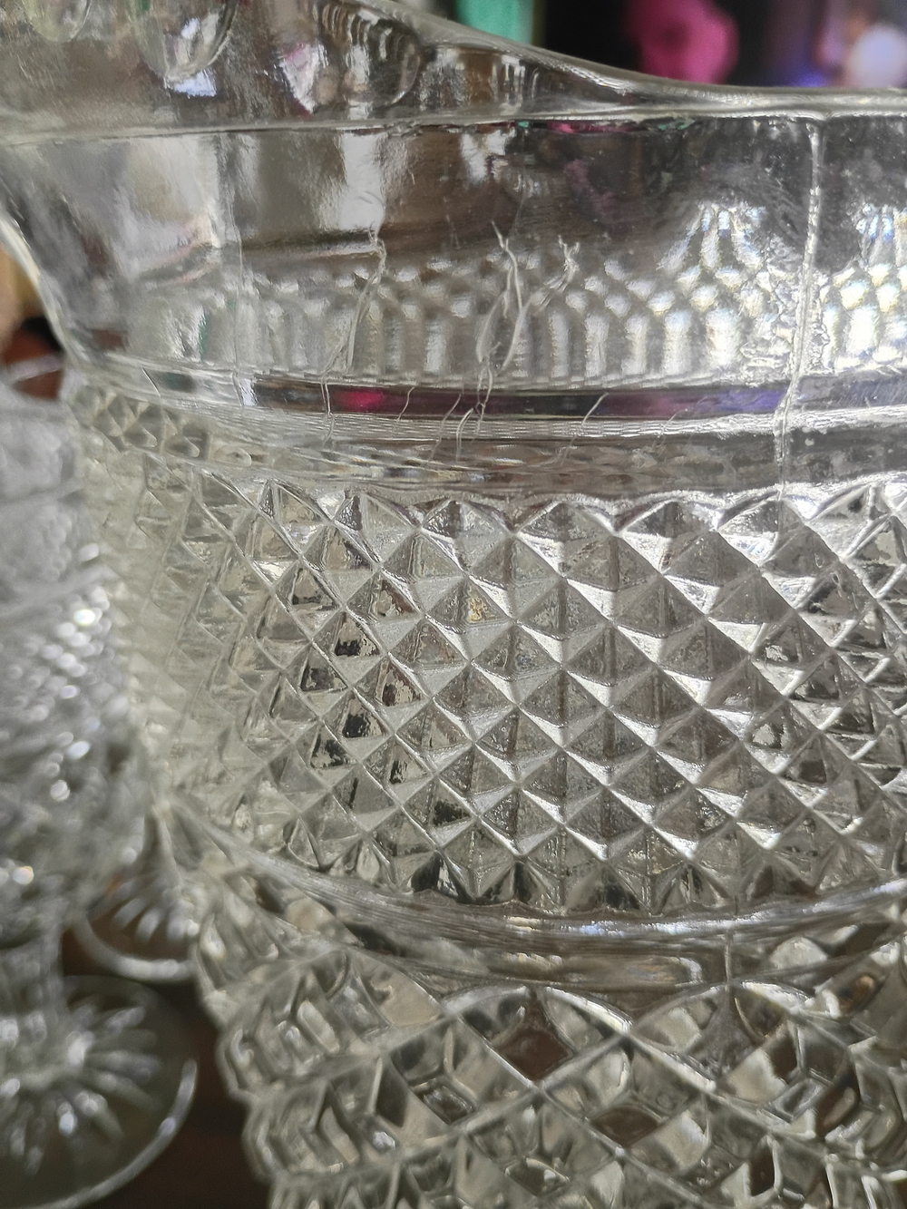Vintage Hocking Diamond Pattern Goblet and Pitcher Set - Picture 4 of 4